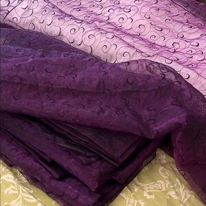 5 Luxurious Purple/Plum 85" Square Organza Swirl Table Overlays ~Prestige Linens